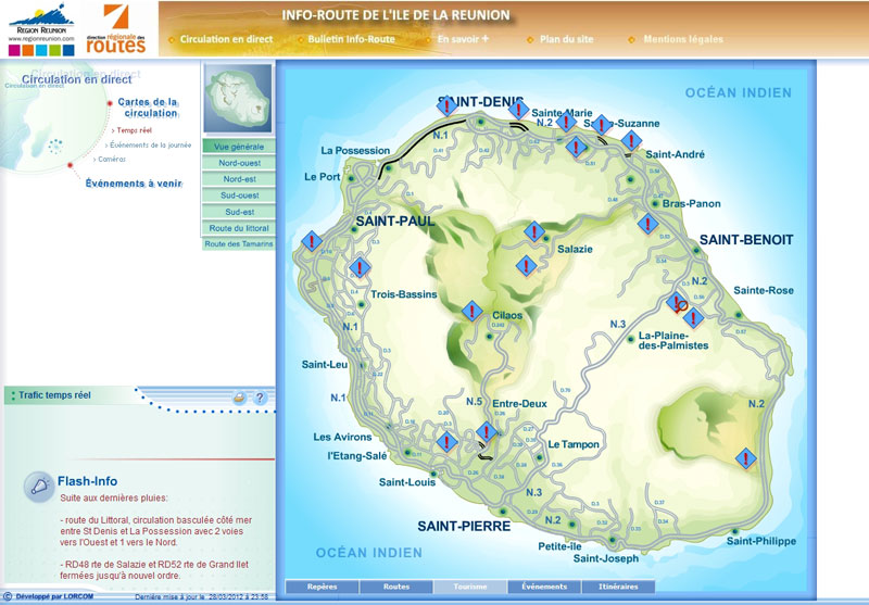 Capture d'écran du site infotrafic.re