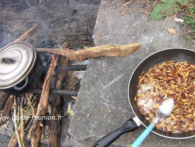 Recette de guêpes au feu de bois Recette de guêpes au feu de bois à La Réunion