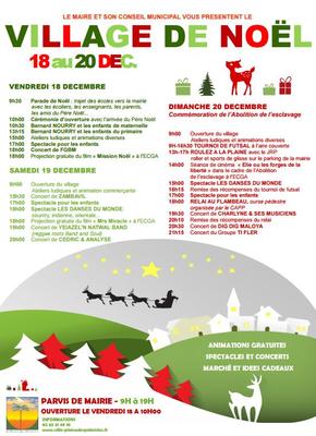 Programme du village de Noël - Plaine des Palmistes - 2015