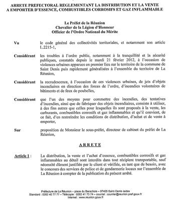 Vente essence et combustibles interdite au détail