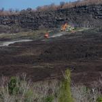Route des laves, reconstruction de la route Les anciennes coulées de la lave sur la RN2