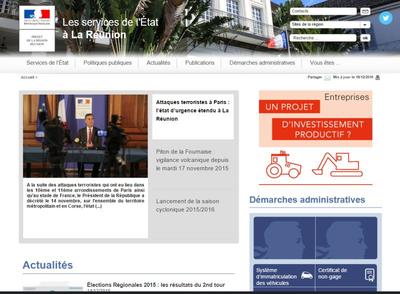 Capture d'écran du site de la préfecture  de la Réunion