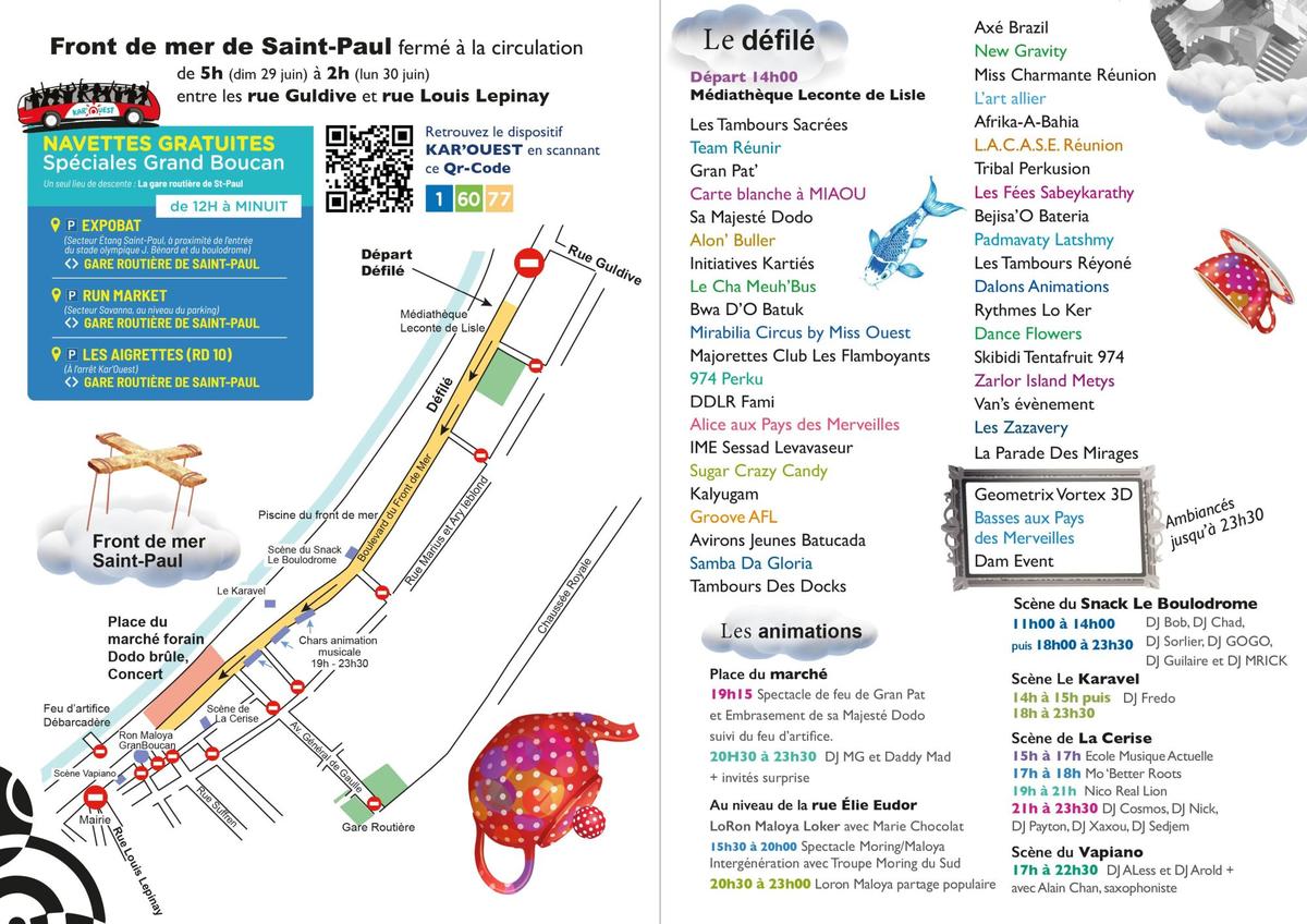 Programme, plan du défilé et navettes Grand Boucan Programme Grand Boucan