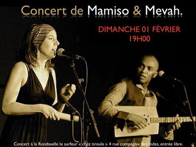 Concert de Mamiso et Mevah le 01 Février à Saint-Leu