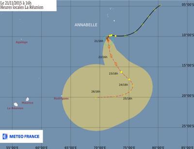 Tempête tropicale Annabelle dans l'océan Indien
