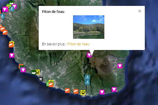 Carte de la Réunion avec de nombreux points d'intérêts et recherche de rue. Carte Réunion