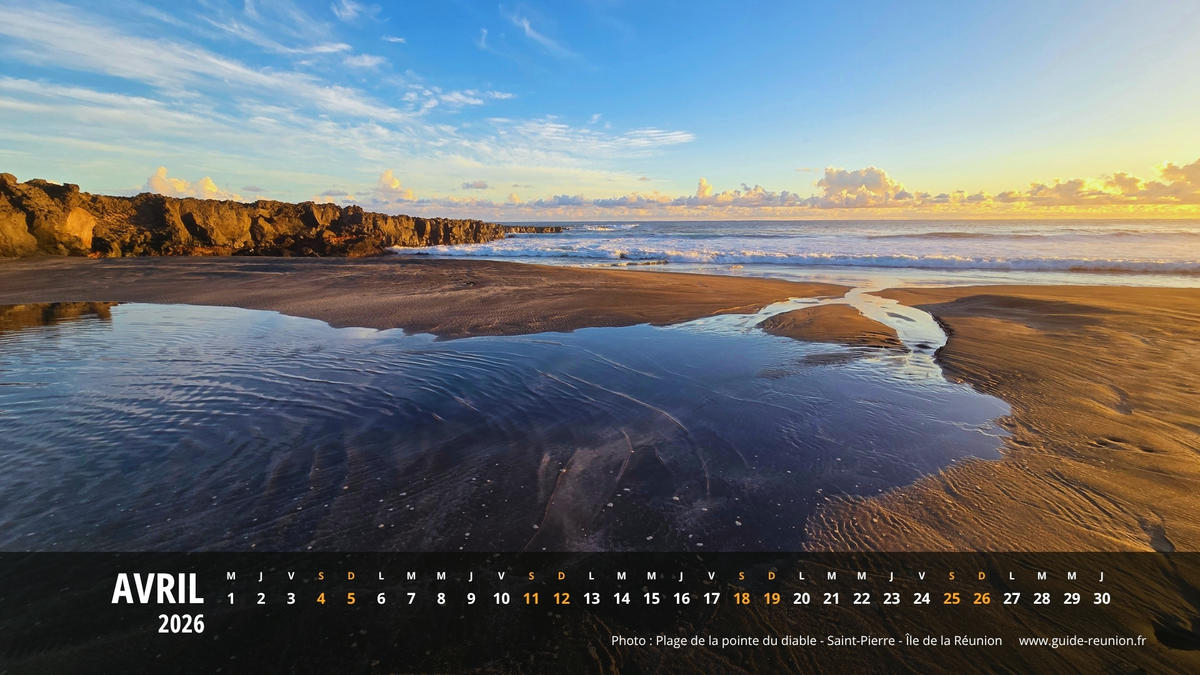 Calendrier Avril 2026 - La Réunion Calendrier Avril 2026 - Île de la Réunion
