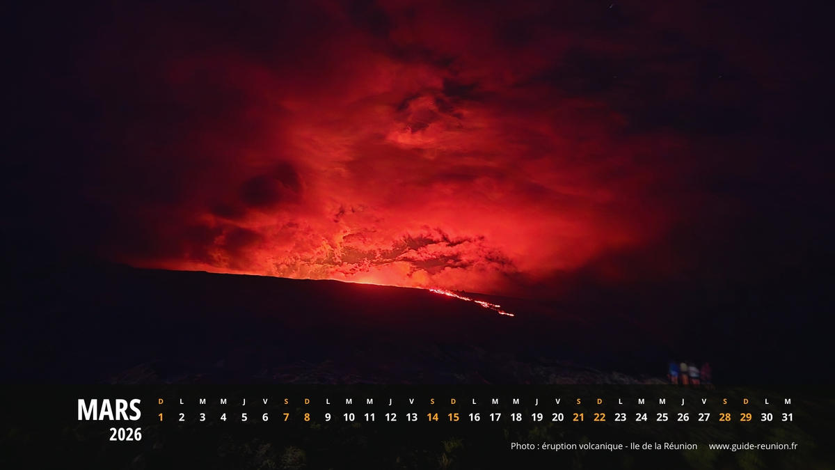 Calendrier Mars 2026 - La Réunion Calendrier Mars 2026 - Île de la Réunion