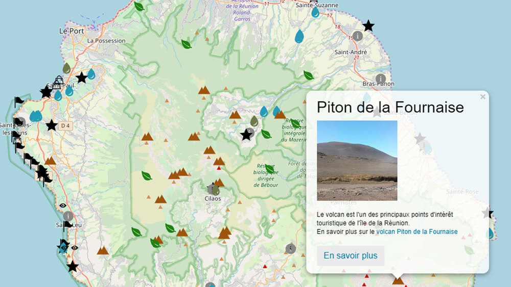 Carte interactive de l'île de la Réunion Carte Réunion
